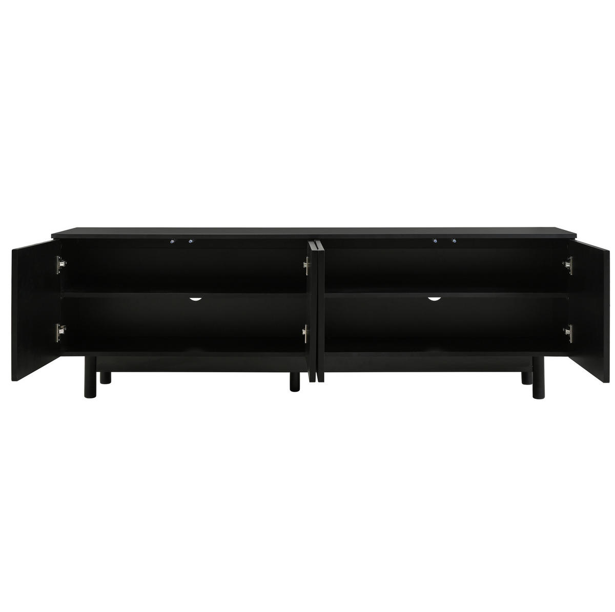 TV-SCHRANK aus MDF und Spanplatte 175x38x56 cm Schwarz mit Push-to-Open und verstellbaren Einlegeböden - Schwarz, Holzwerkstoff (175/56/38cm) - Modfu