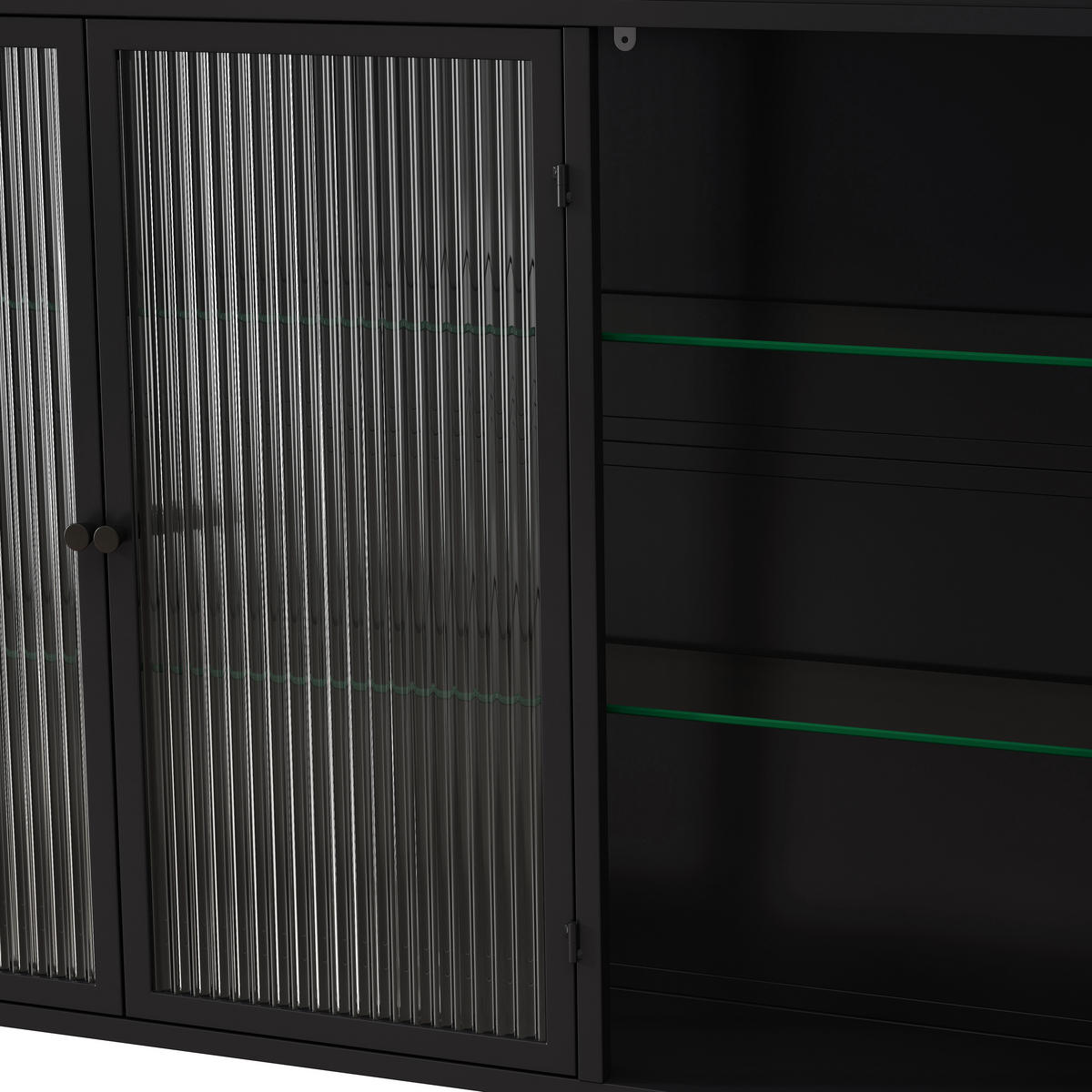 KÜCHENOBERSCHRANK 90x20x70 cm Schwarz aus Glas & Metall mit 3 Türen & 28kg Tragkraft - Schwarz, Glas (90/70/20cm) - Modfu