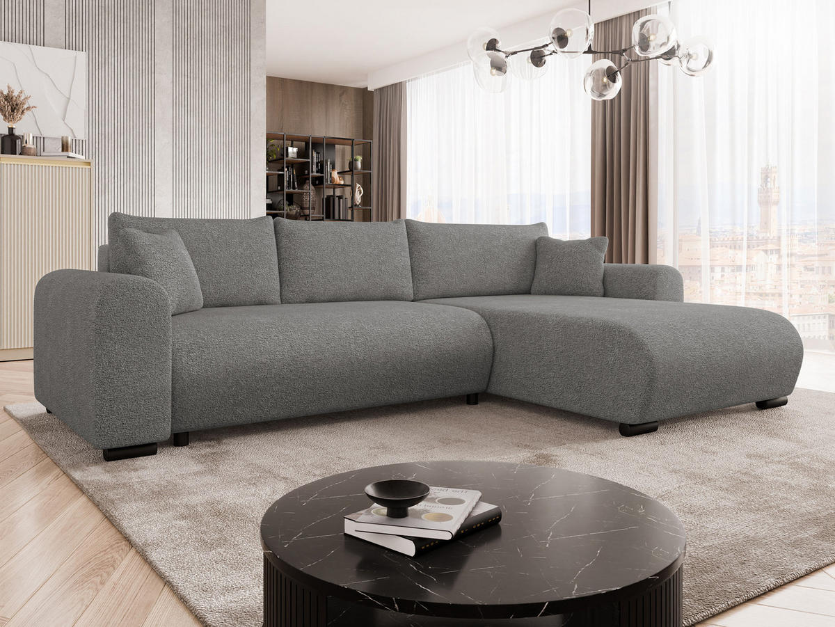 ECKSOFA Merkos - Greige/Schwarz, Holz/Textil (285/188cm) - MIRJAN24