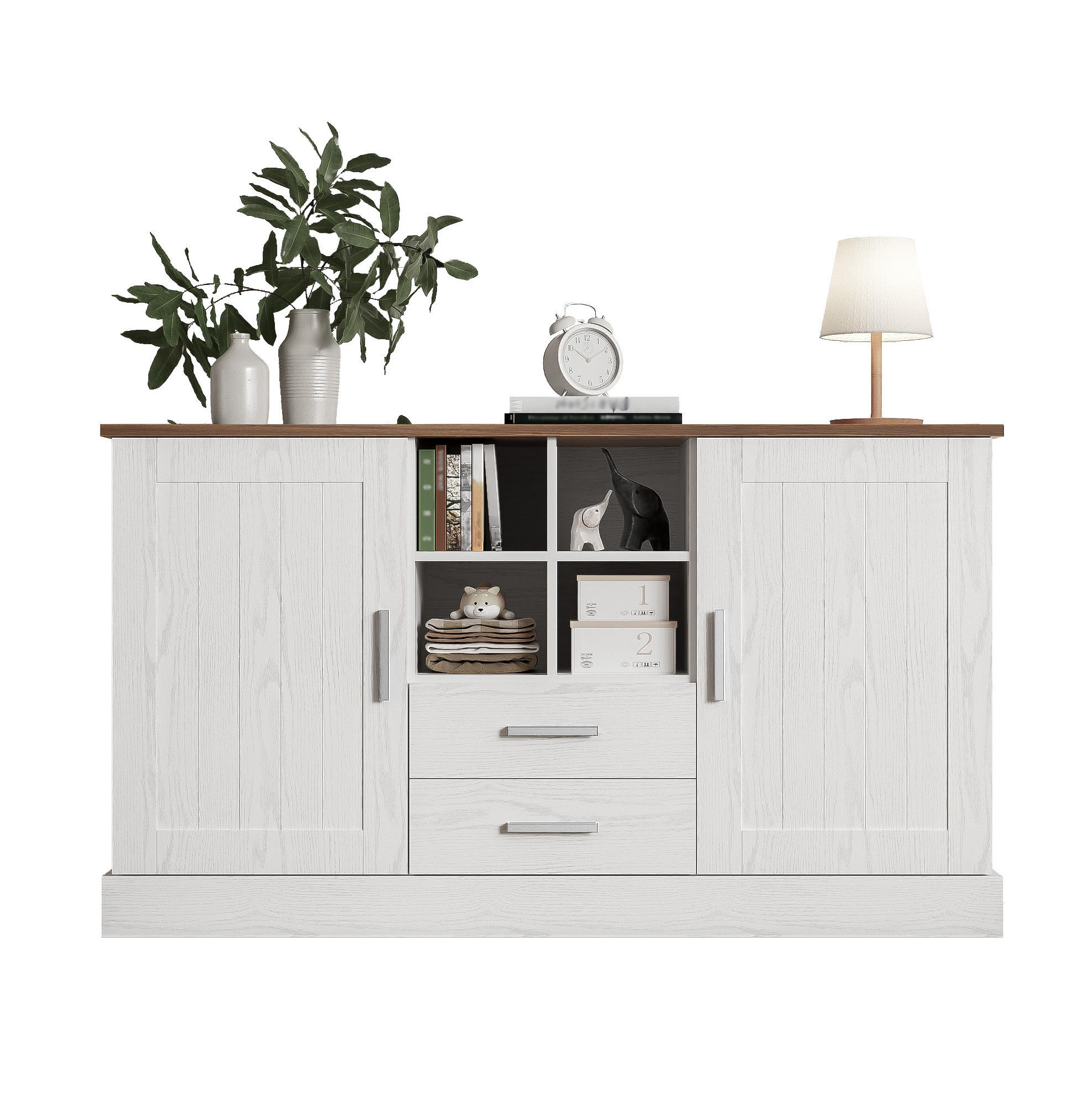 SIDEBOARD 140/40/79,5 cm aus Spanplatte mit Sanftschluss-Scharnieren Weiß/Braun - Braun, Holzwerkstoff (140/79.5/40cm) - Modenvie