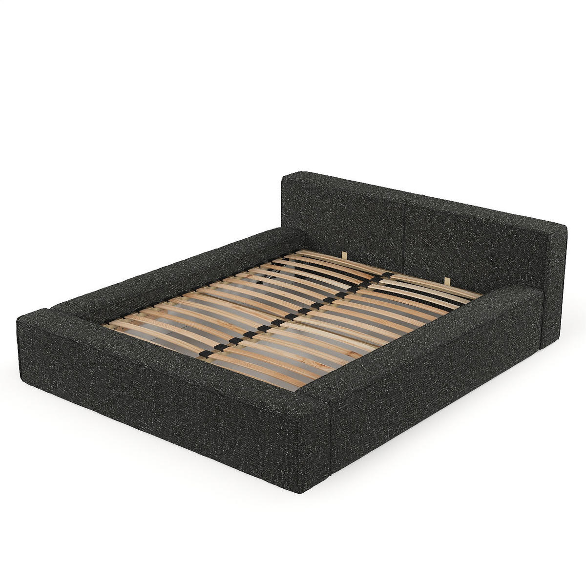 POLSTERBETT Casto mit Stauraum 180/200 cm Schwarz im Blur Stoff - Schwarz/Naturfarben, Holz/Holzwerkstoff (180/200cm) - AltaBeds