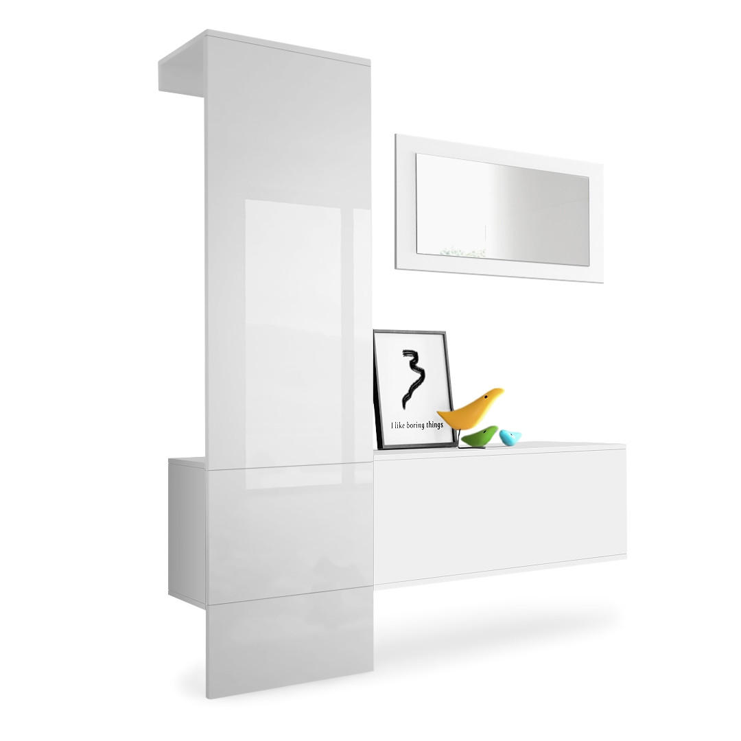 Vladon Garderobe Weiß Hochglanz 156x193x35 cm