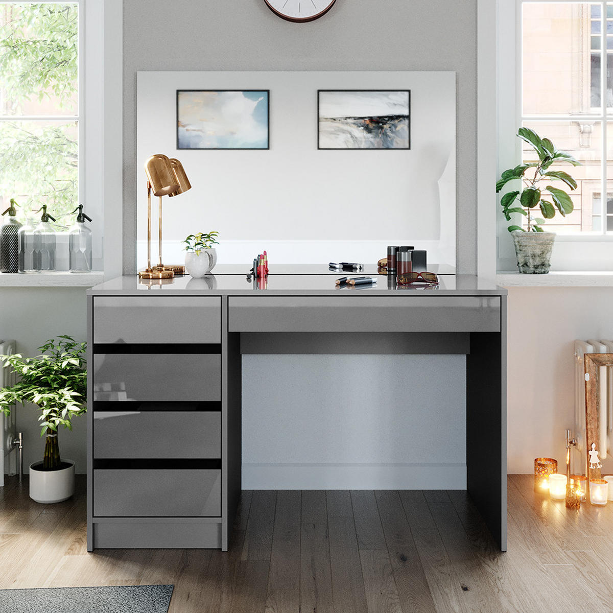 SCHMINKTISCH Sherry Grau 120 cm - Grau, Holzwerkstoff (120/75/55cm) - Vicco