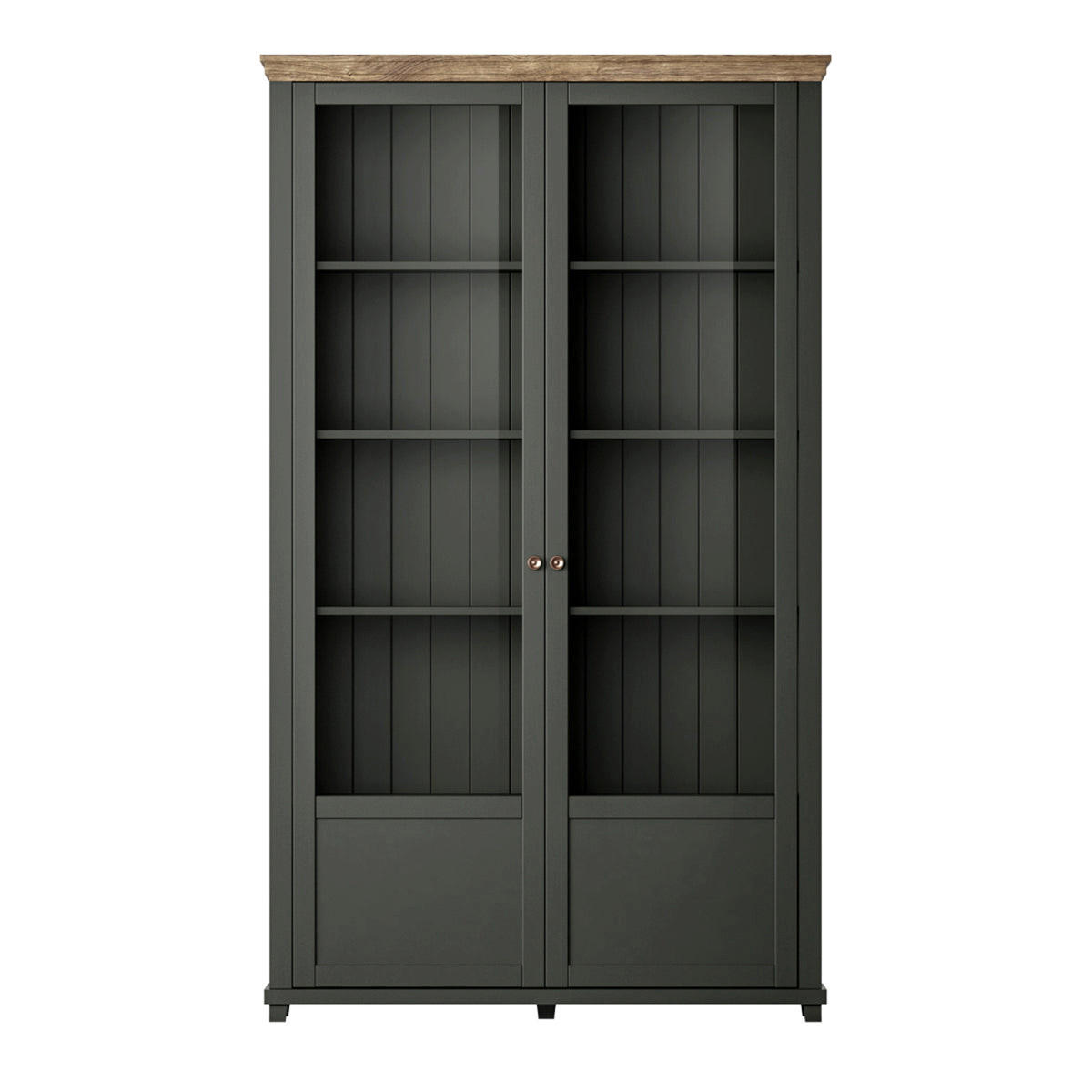VITRINE Martin Grün und Holz - Grün, Holzwerkstoff (126/200/42cm) - Petits-meubles