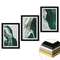WANDBILDER 3er-Set - 20x30 cm Schwarzer Rahmen - Abstrakte grüne Farbmuster - Schwarz, Kunststoff (20/30cm) - ArtPrintCave