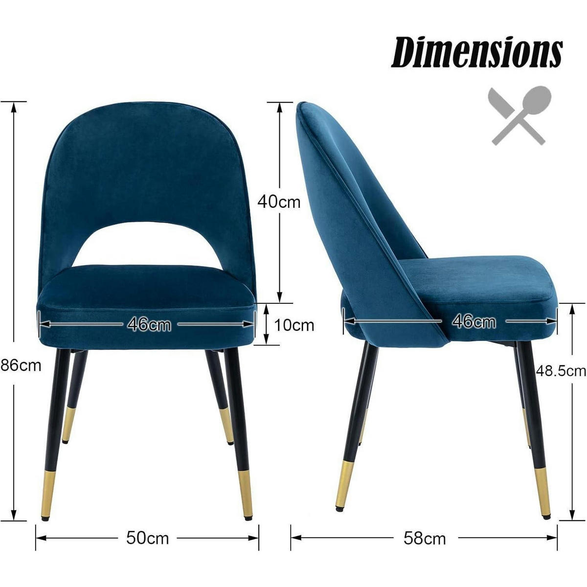 ESSZIMMERSTUHL 4er Set Samt Blau - Blau, Textil (50/86/58cm)