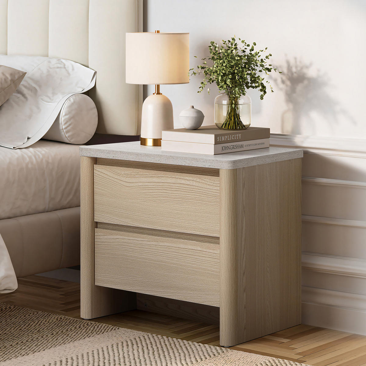 NACHTTISCH Modern mit Schublade & offenem Fach, Holzoptik | B53 x T45 x H50 cm - Braun, Holzwerkstoff (53/50/45cm) - Hometopia