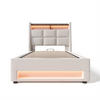 POLSTERBETT 90/200 cm in Linen mit USB - Beige, Holz/Textil (90/200cm) - KOMHTOM