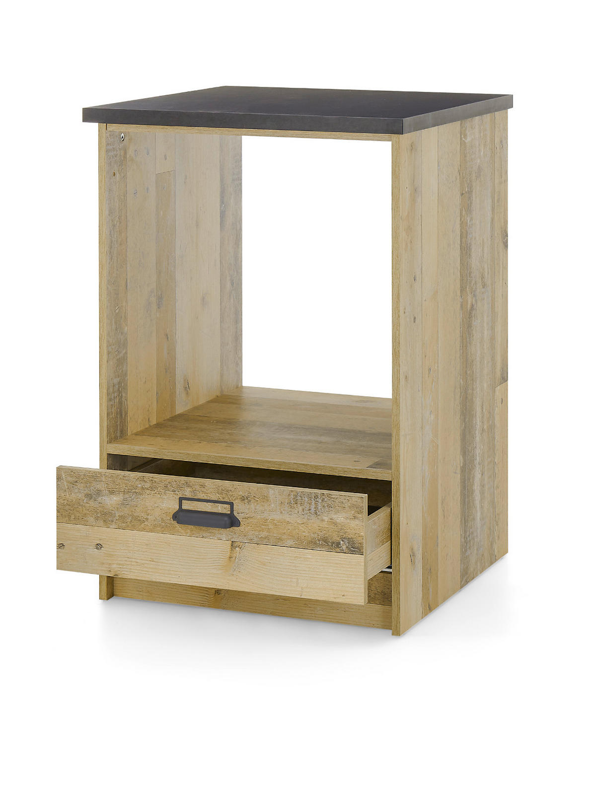 HERDUMBAUSCHRANK used wood hell, anthrazit, 60 cm, Küche Unterschrank mit Schublade und Soft-Close - Anthrazit/Schwarz, Holzwerkstoff/Metall (63/93/64cm) - Furn.Design