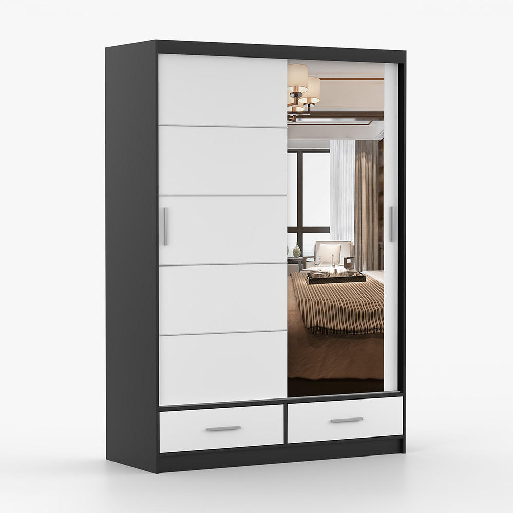 KLEIDERSCHRANK Florence 150 cm, 150/218/61, 2-türig, grau - Schwarz, Holzwerkstoff (150/218/61cm) - imoebel24