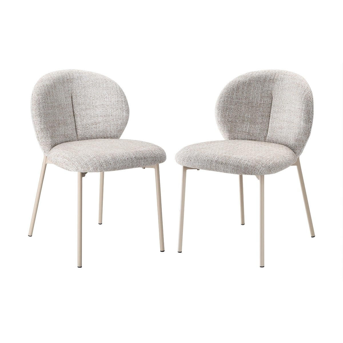 SET med 2 stolar i melerat beige tyg, 60 cm breda - AMBRE - Beige, Textil (48/80/60cm) - Calicosy