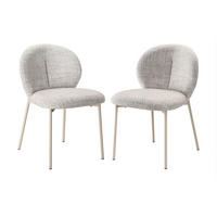 SET med 2 stolar i melerat beige tyg, 60 cm breda - AMBRE - Beige, Textil (48/80/60cm) - Calicosy