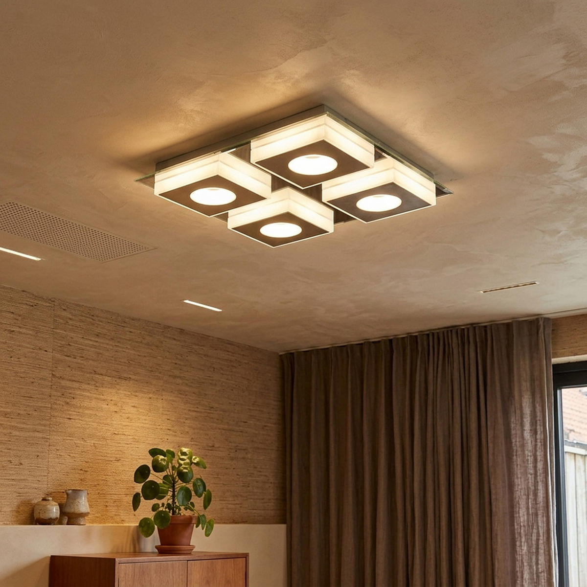 LED DECKENLEUCHTE Metall Silber - Silberfarben, Metall (33/33/5cm) - Globo Lighting