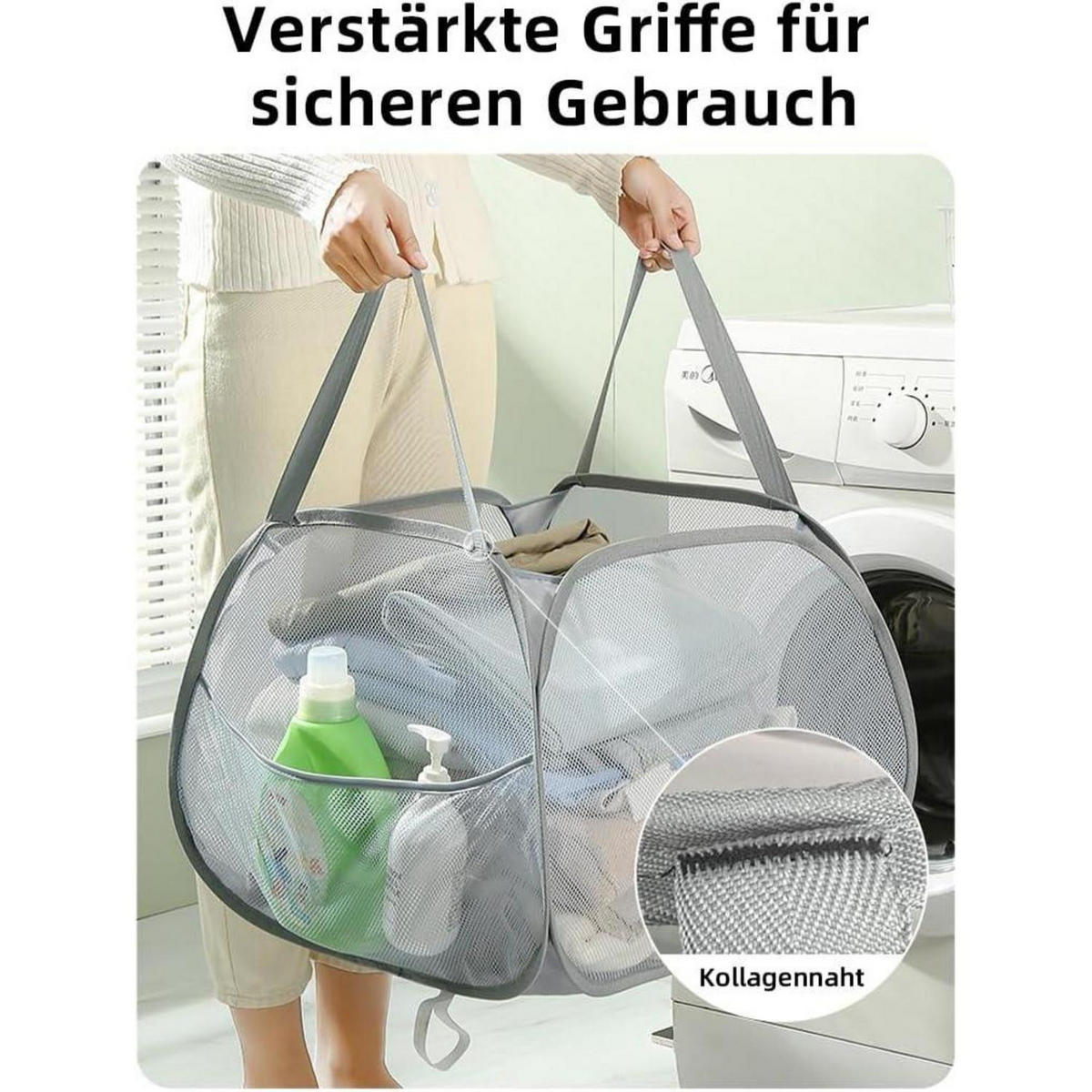 WÄSCHEKORB faltbar 90L Grau - Grau, Textil (6/2/11cm)