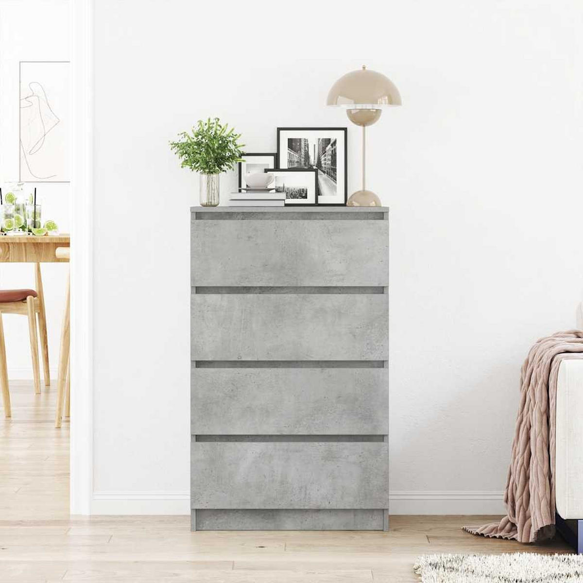 SIDEBOARDS mit 4 Schubladen 60/35/98,5 cm aus Holzwerkstoff Betongrau - Hellgrau/Schwarz, Holz (60/98.5/35cm) - vidaXL