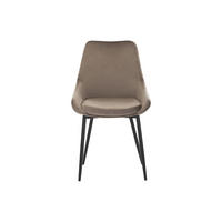 STUHL - 49 cm x 56 cm - Samt, Stoff - Taupe - MASURIE - Taupe/Schwarz, Textil (49/85.5/56cm) - Vente-Unique