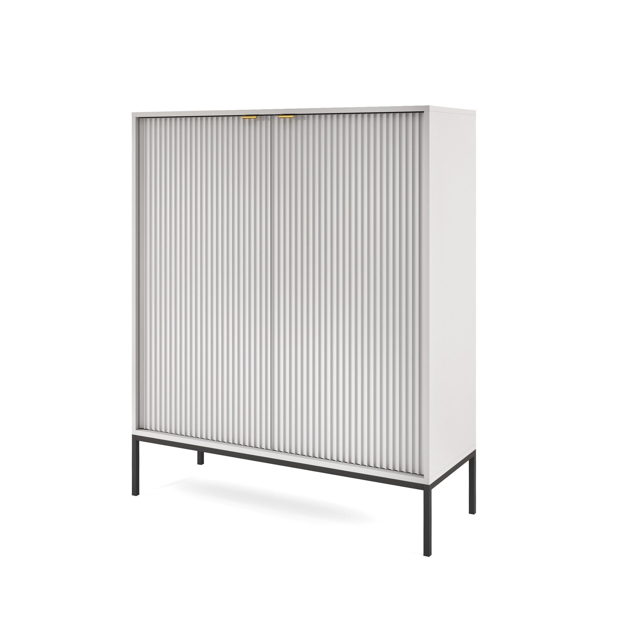 HIGHBOARD Nova Grau, Schwarze Beine - Schwarz/Grau, Holzwerkstoff/Metall (104/125/39cm) - Bettso