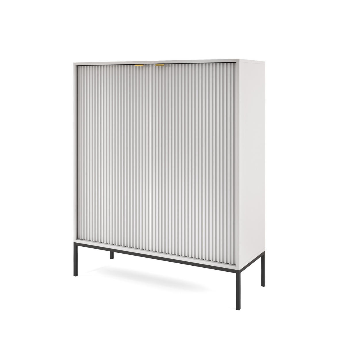 HIGHBOARD Nova Grau, Schwarze Beine - Schwarz/Grau, Holzwerkstoff/Metall (104/125/39cm) - Bettso