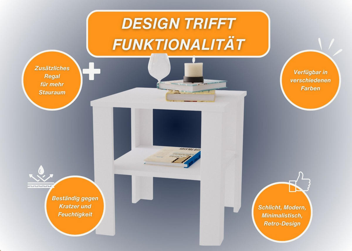 COUCHTISCH Lara53 53/47/53 - Weiß, Holzwerkstoff (53/53/47cm) - RAUMHIRSCH FURNITURE