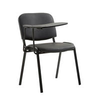 BESUCHERSTUHL Keen mit Klapptisch, Kunstleder mit Gestell Schwarz / Bezug Schwarz - Schwarz, Textil/Metall (53/81/53cm) - TPFLiving