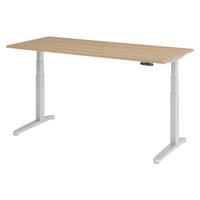 SCHREIBTISCH elektrisch XBHM 80/180/74 cm in Eichefarben/Silberfarben - Eichefarben/Silberfarben, Holzwerkstoff (80/180/74cm) - bümö