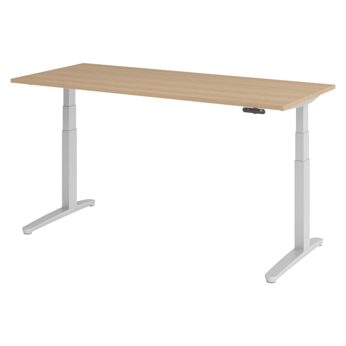 SCHREIBTISCH elektrisch XBHM 80/180/74 cm in Eichefarben/Silberfarben - Eichefarben/Silberfarben, Holzwerkstoff (80/180/74cm) - bümö
