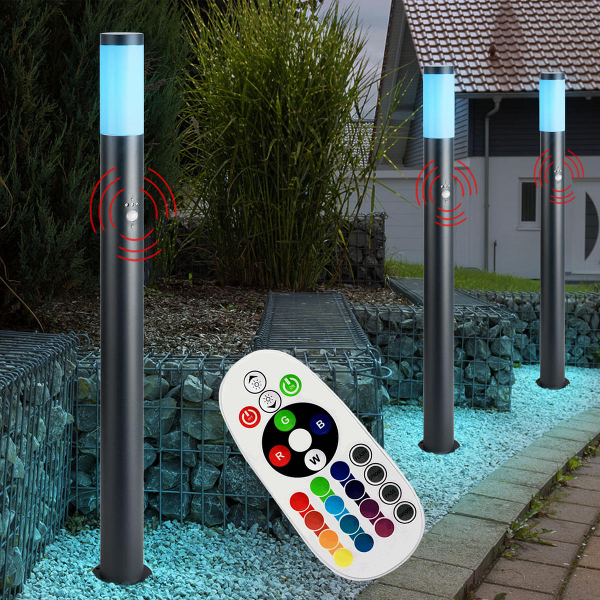 LED STEHLEUCHTE Edelstahl Anthrazit - Anthrazit, Metall (7.6/11/110cm) - Globo Lighting