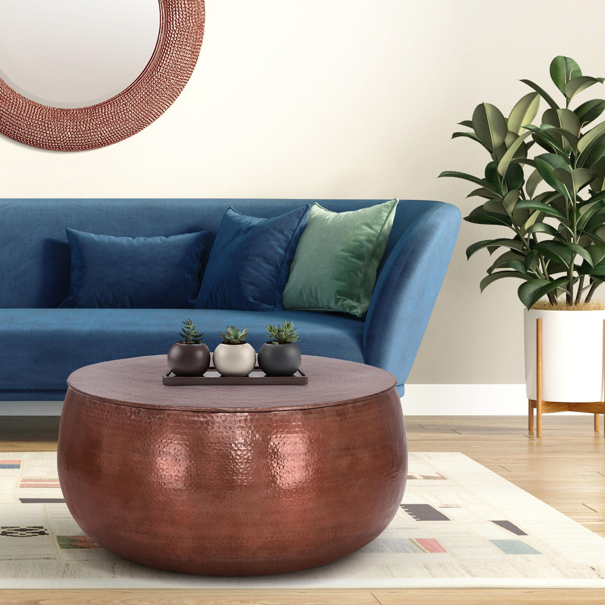 COUCHTISCH - Kupferfarben, Metall (90/90/45cm) - WOMO-DESIGN