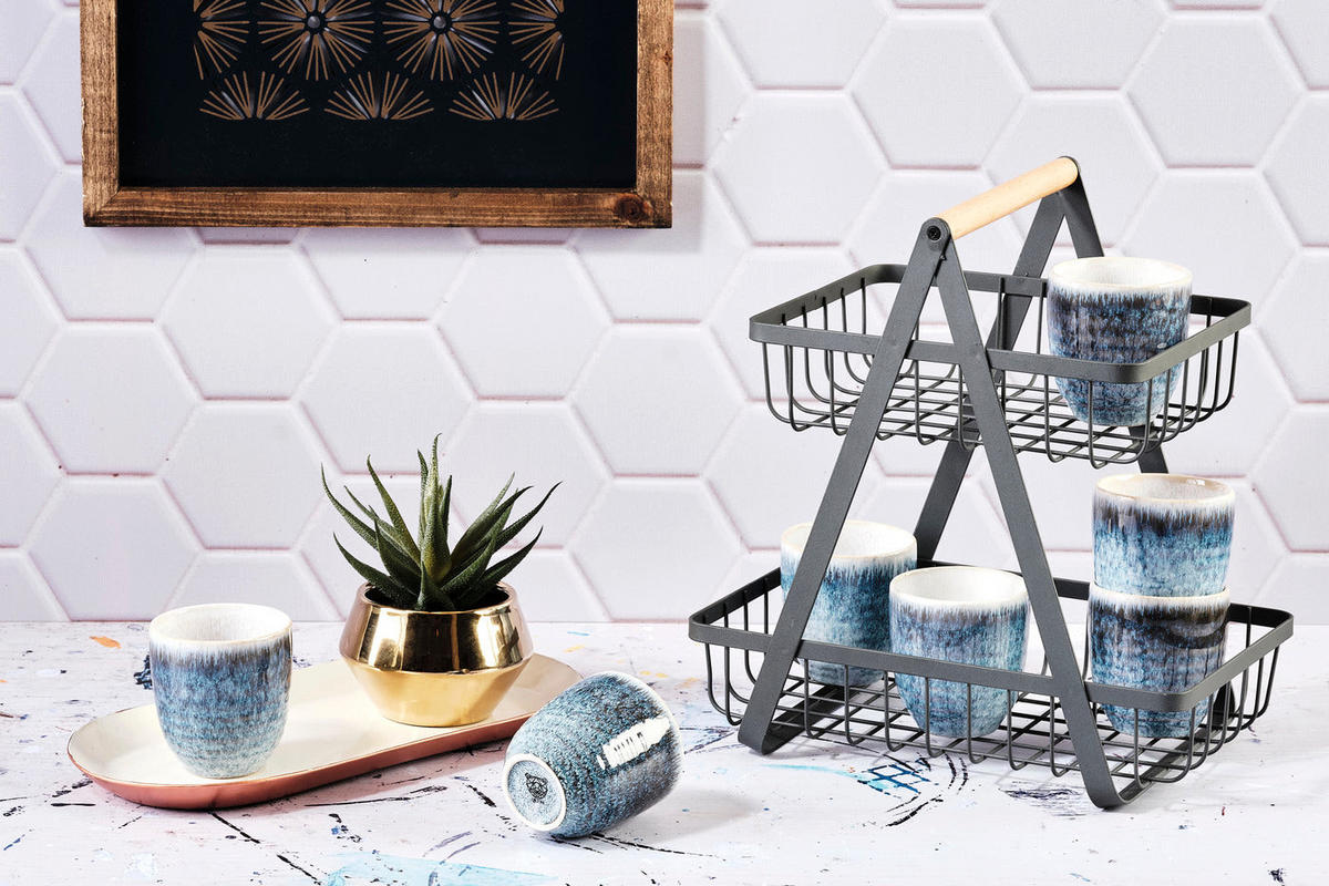 BECHER Cosmos 150ml - 6er-Set - Azur - Blau, Keramik (0.15L) - Björn