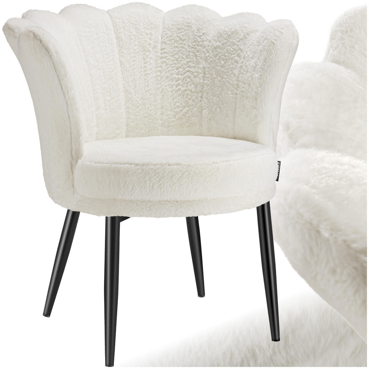 SESSEL Stella,67 x 64 x 76 cm,Kunstfell creme/schwarz - Creme/Schwarz, Textil (67/76/64cm) - tectake