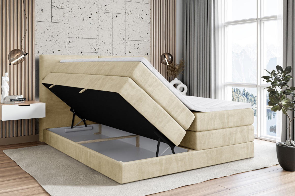 BOXSPRINGBETT BOXI3 KING - 140x200 - H3/H4 - Beige - Beige, Holzwerkstoff (140/200cm) - ALTDECOR