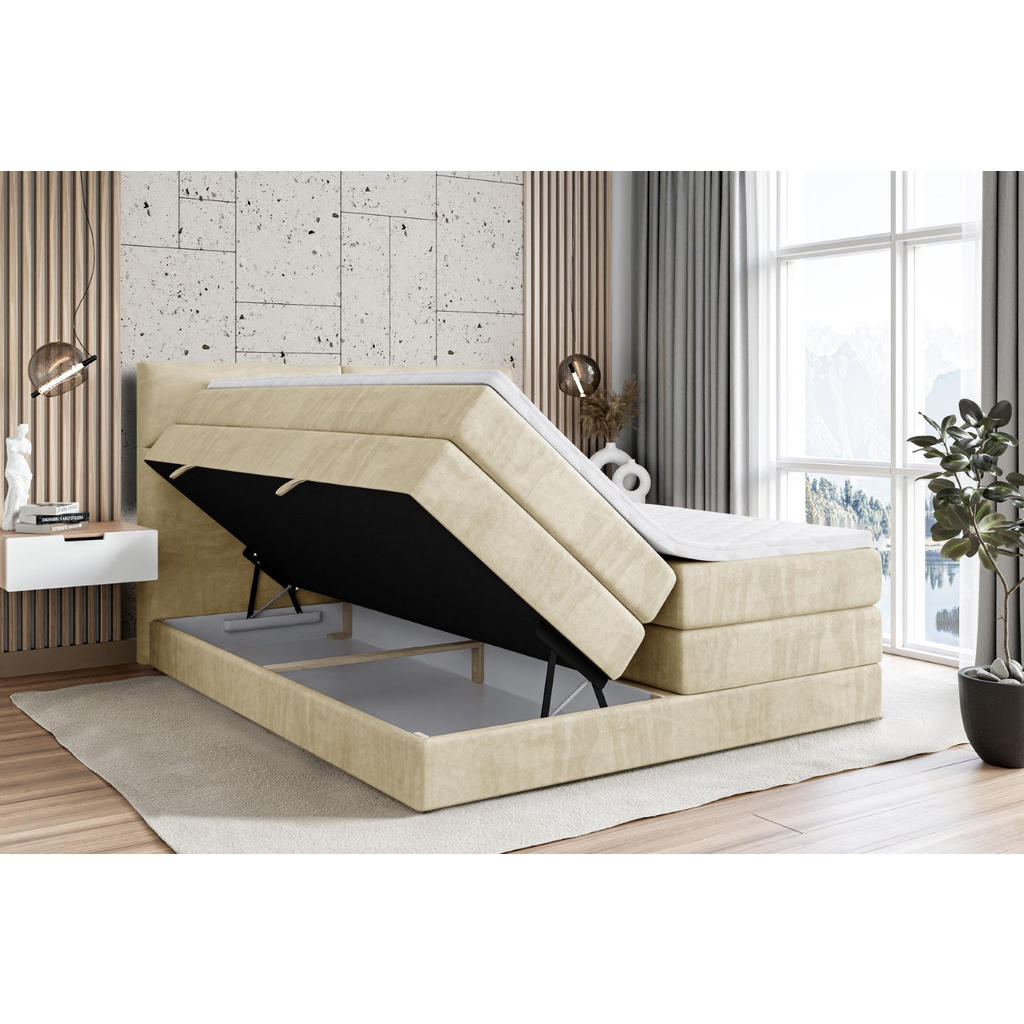 Thumbnail - Altdecor Boxspringbett, Beige, Holzwerkstoff, Höhe ca. 20 cm, 120x200 cm, Schlafzimmer, Betten, Boxspringbetten