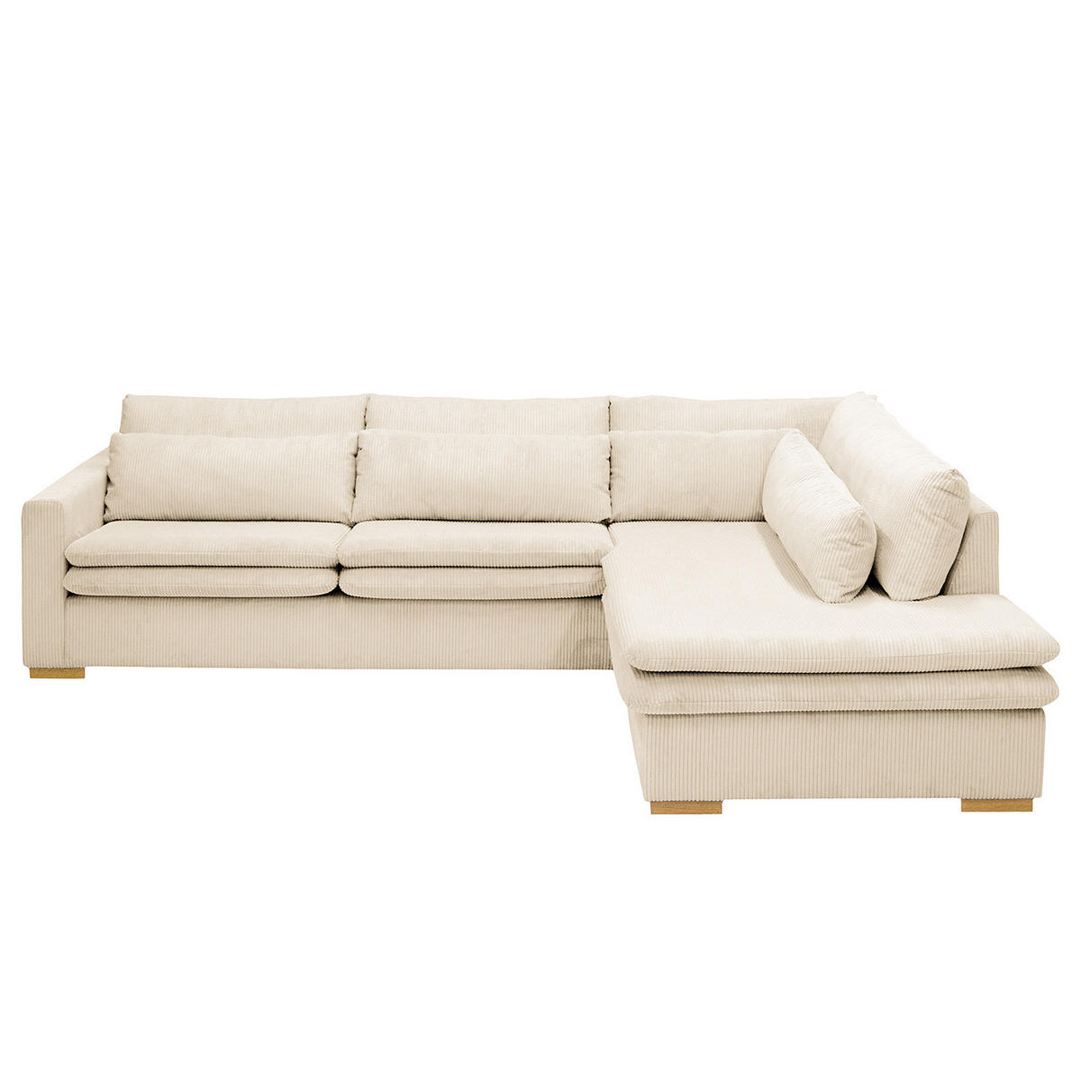 ECKSOFA mit Ottomane - Creme, Textil (299/216cm) - home24