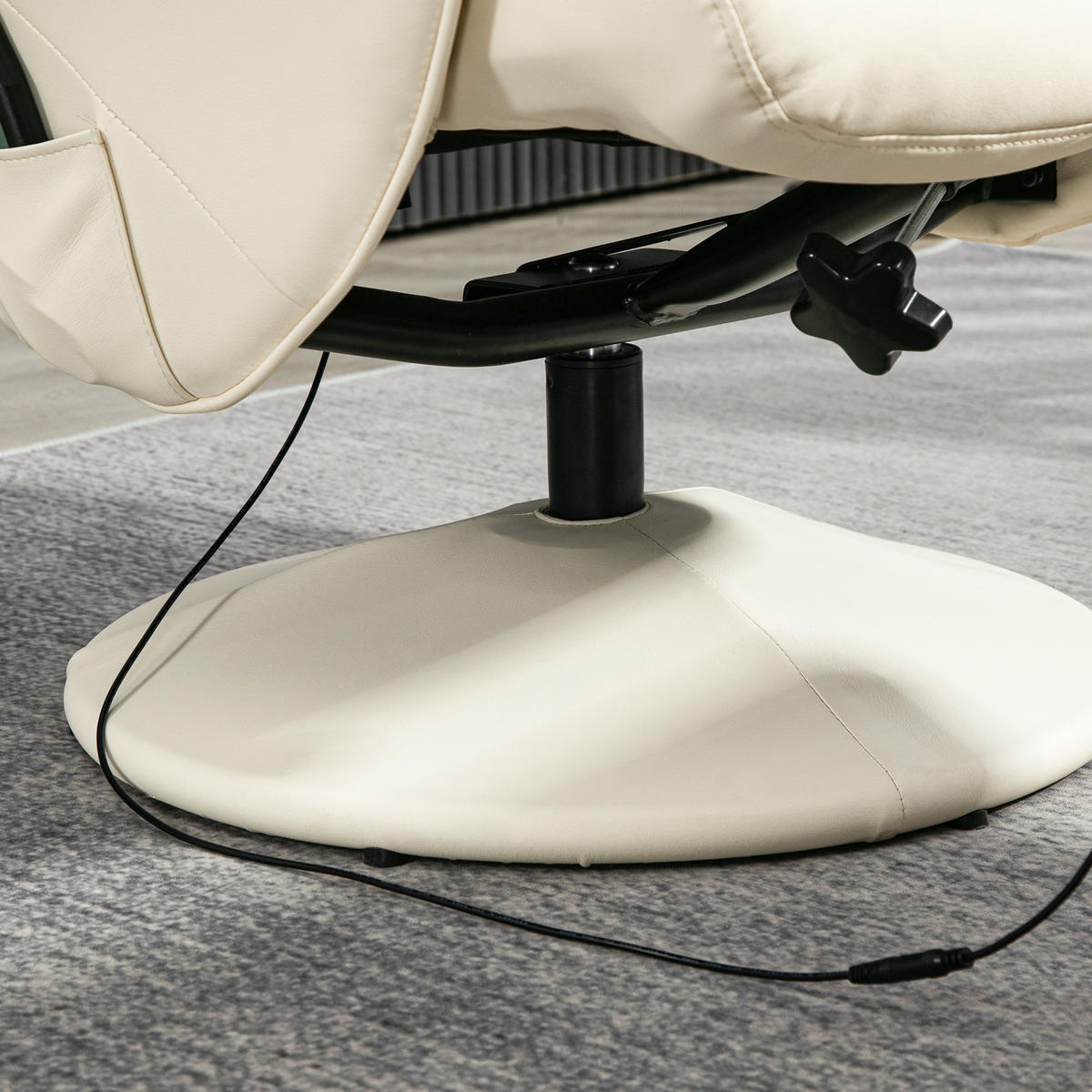 RELAXSESSEL mit Fußhocker, Elektrischer Massagesessel mit Liegefunktion - Creme/Schwarz, Kunststoff/Metall (81/105/76cm) - HOMCOM