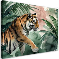 WANDBILD tropischer dschungel tiger - Grün, Textil (60/40cm) - Feeby