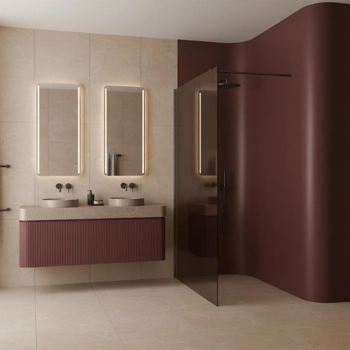 DUSCHWAND Rea Flexi Brown / Titan 120 - Titanfarben, Glas (120/120/195cm) - REA