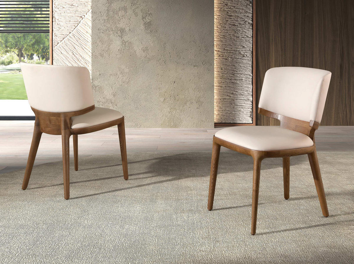 STUHL Stuhl aus cremefarbenem Kunstleder 53/55/78 cm - Beige/Creme, Leder/Holz (53/78/55cm) - ANGEL CERDA