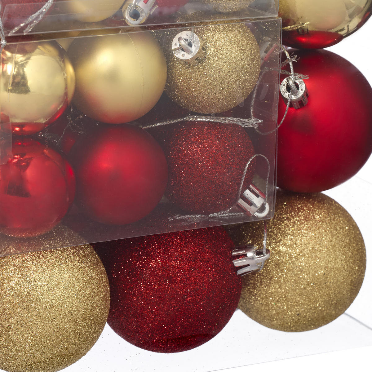 WEIHNACHTSKUGELN Gold Rot 50-Stück-Set - Multicolor, Kunststoff (6/7/6cm) - Relaxdays