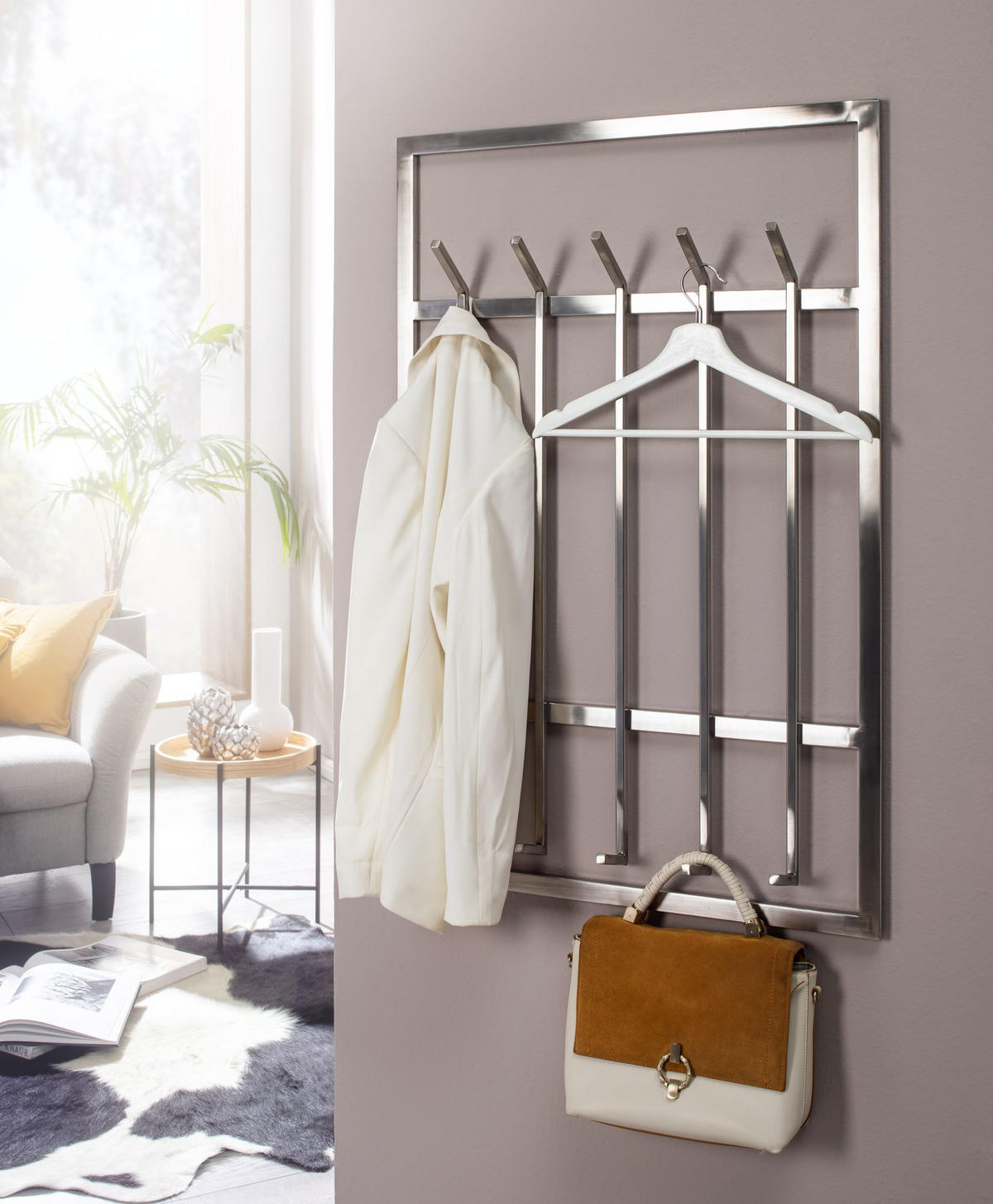 WANDGARDEROBE Metall Silber Modern 60x100x7,5 cm schlichtes Design - Silberfarben, Metall (60/100/8cm) - KADIMA DESIGN