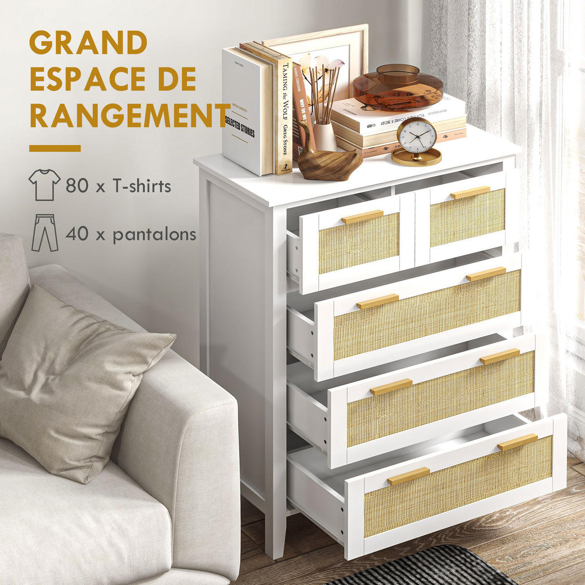 KOMMODE Weiß 77/37/104 cm - Weiß, Holzwerkstoff (77/104/37cm) - PANGIVO