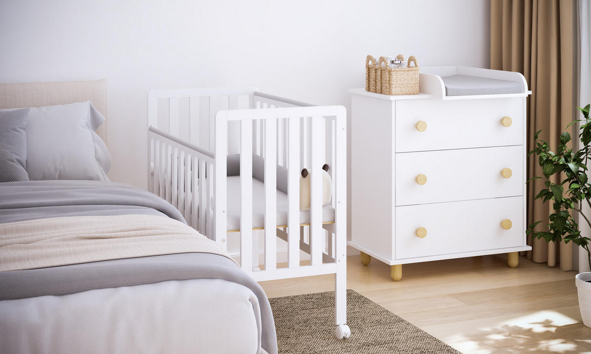 BEISTELLBETT Milo - Weiß, Holz (50/100cm) - kiki design