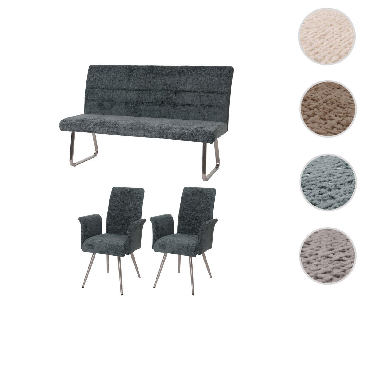 ESSZIMMER-SET Blau 3er-Set - Blau, Textil (160/100/65cm) - MCW