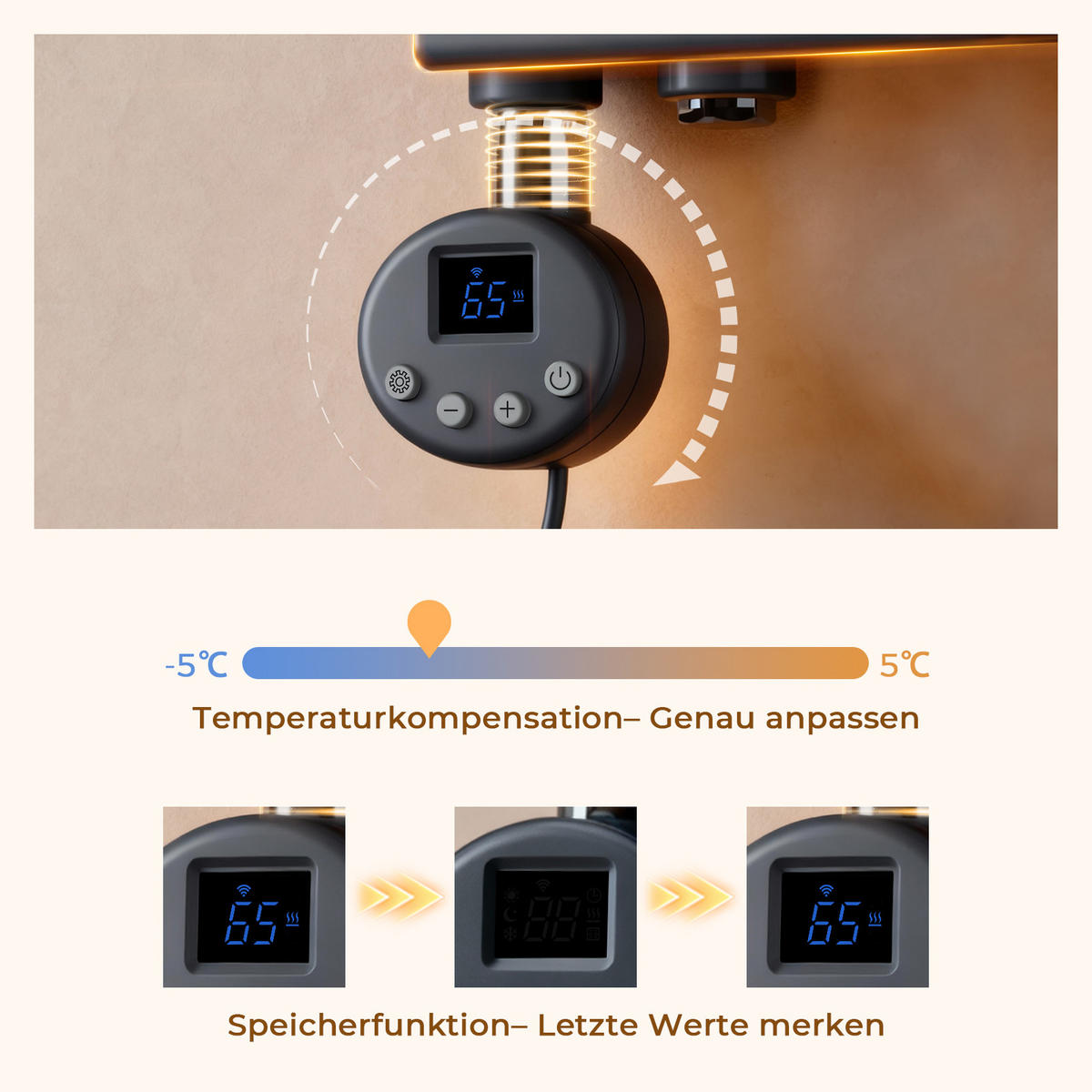 HANDTUCHHEIZKÖRPER 132/50 cm anthrazit elektrisch 800 W mit WLAN-Thermostat - Anthrazit, Metall (50/132/5.9cm) - S'AFIELINA