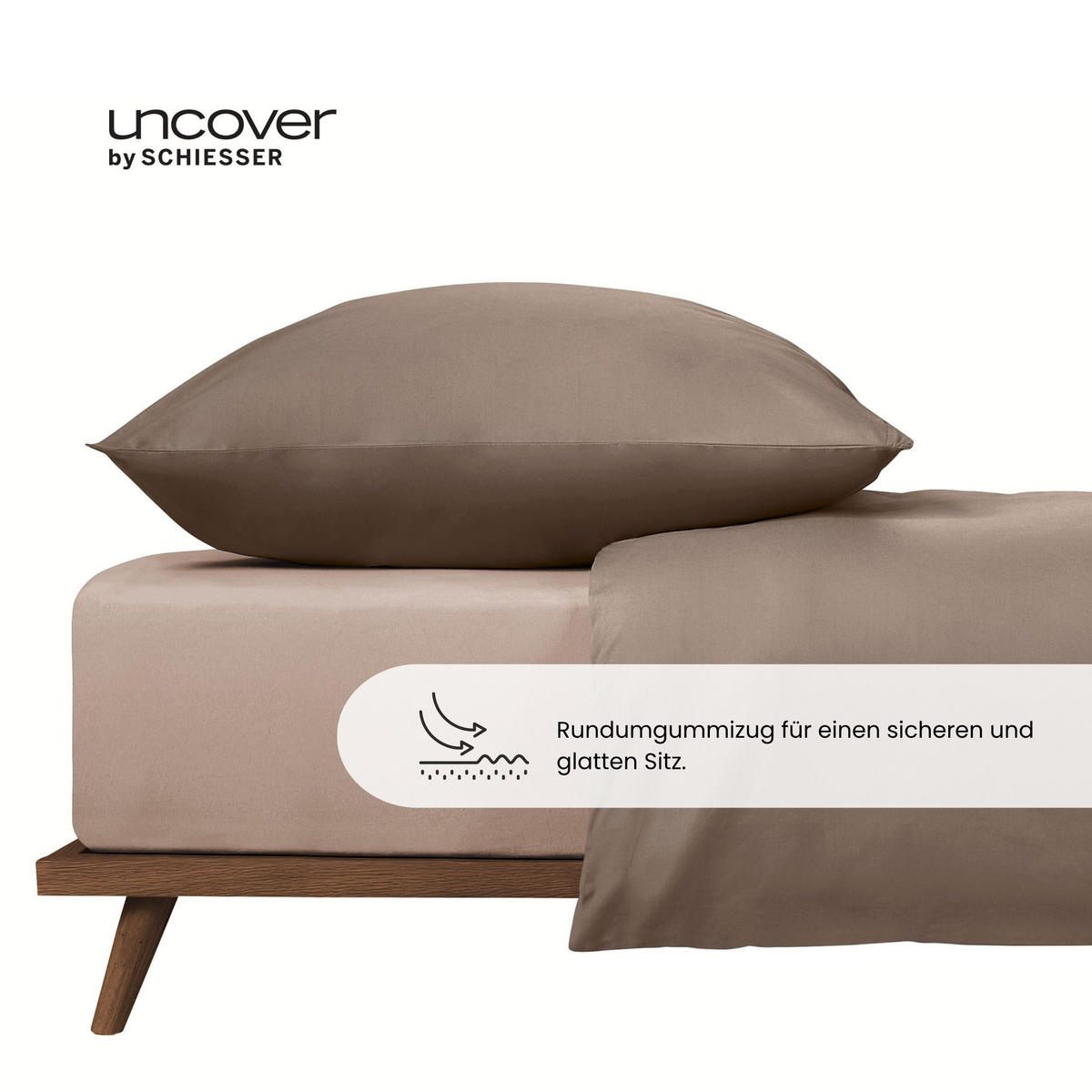 SPANNBETTLAKEN New Jersey - 100% Baumwolle - 100x200 cm - Taupe - Taupe, Textil (100/200cm) - Uncover by Schiesser