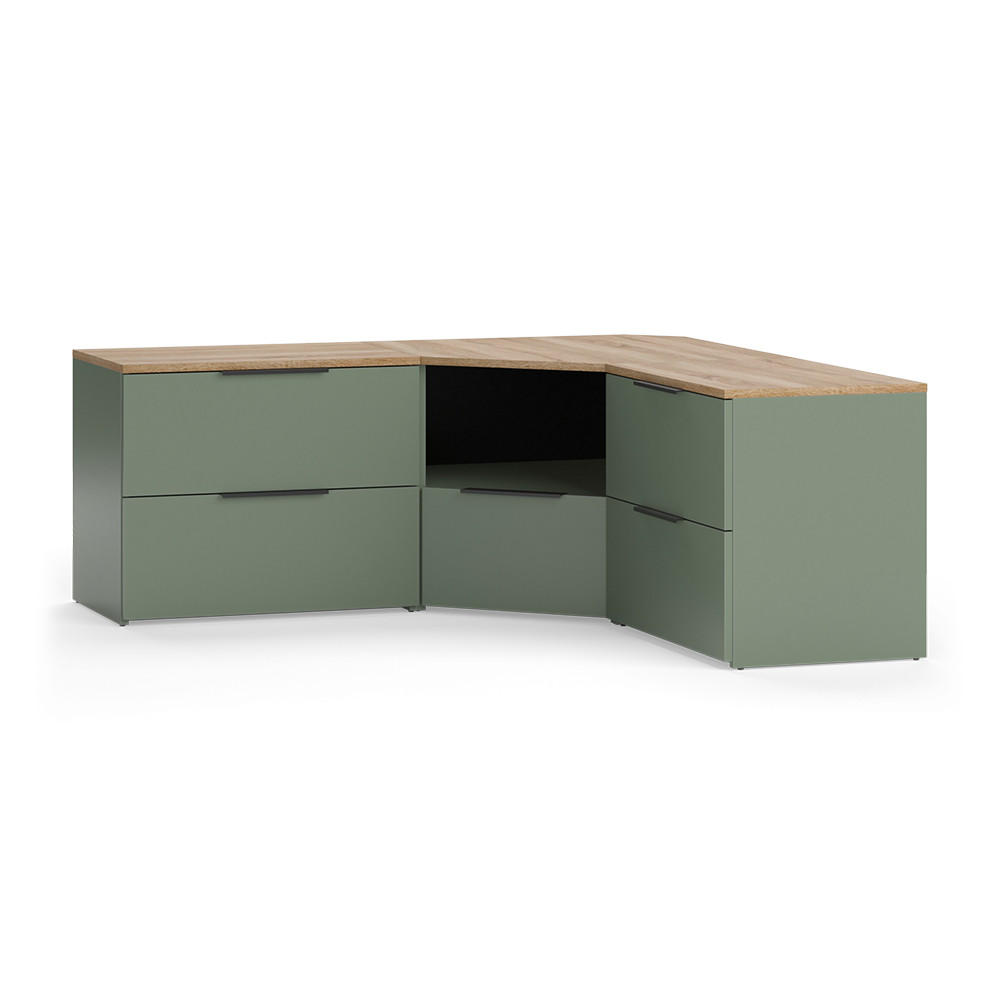 WOHNWAND Wido Grün 3 Teile - Grün/Sonoma Eiche, Holzwerkstoff (68/50/68cm) - Vicco