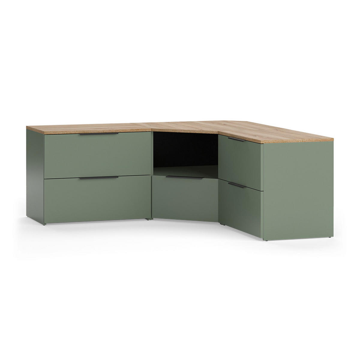 WOHNWAND Wido Grün 3 Teile - Grün/Sonoma Eiche, Holzwerkstoff (68/50/68cm) - Vicco