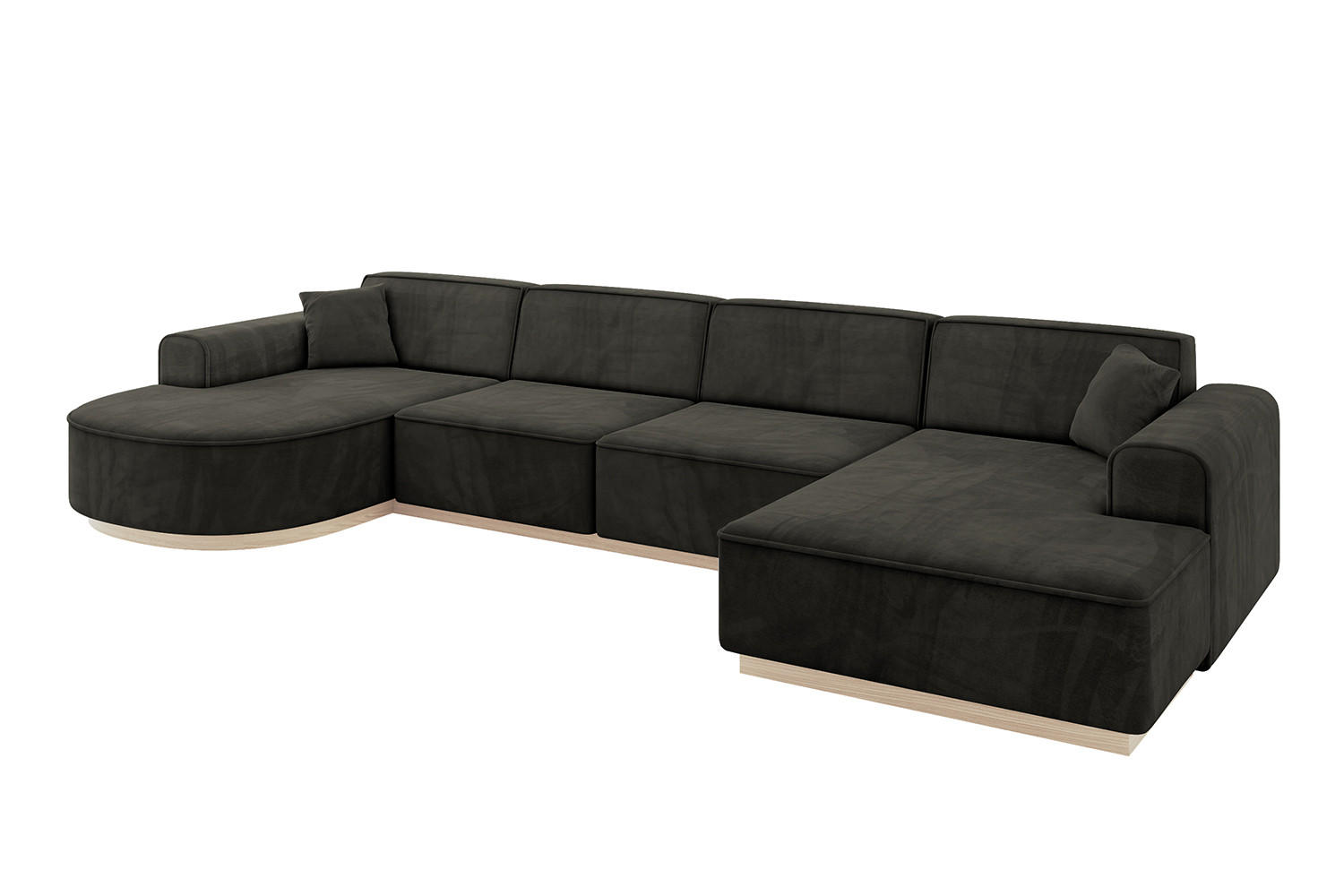 WOHNLANDSCHAFT ARRIO-U2 303x171x83 cm Schwarz - Schwarz, Holzwerkstoff/Textil (388/83/171cm) - ALTDECOR