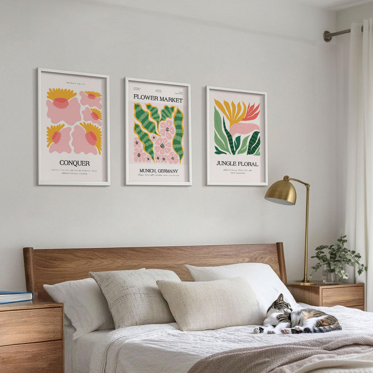WANDBILDER 3er-Set - 40x60 cm Weißer Rahmen - Blumen und Blätter – moderne Poster - Weiß, Kunststoff (40/60cm) - ArtPrintCave