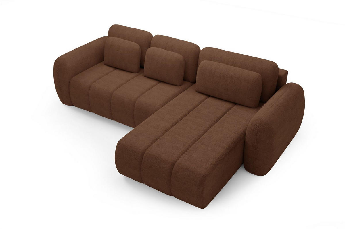 ECKSOFA Caria Mit Schlaffunktion - Rotbraun, Holzwerkstoff/Textil (304/190cm) - Fun Möbel