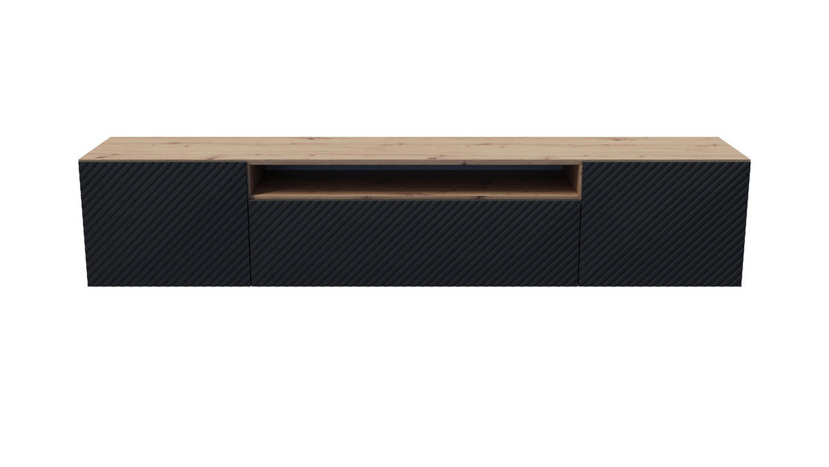 LOWBOARD NADO-W - 200 x 40 x 41 cm - Schwarz/Eiche Artisan, Holzwerkstoff (200/40/41cm) - ALTDECOR